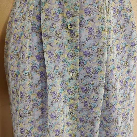 Delicate Pleated Decorative Buttons Floral Print Skirt SZ XL Romy - Picture 5 of 9